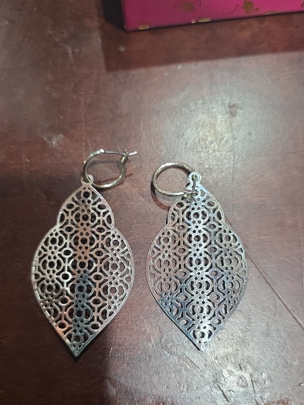 Intricate Silver Filigree Teardrop Hoop Earrings
